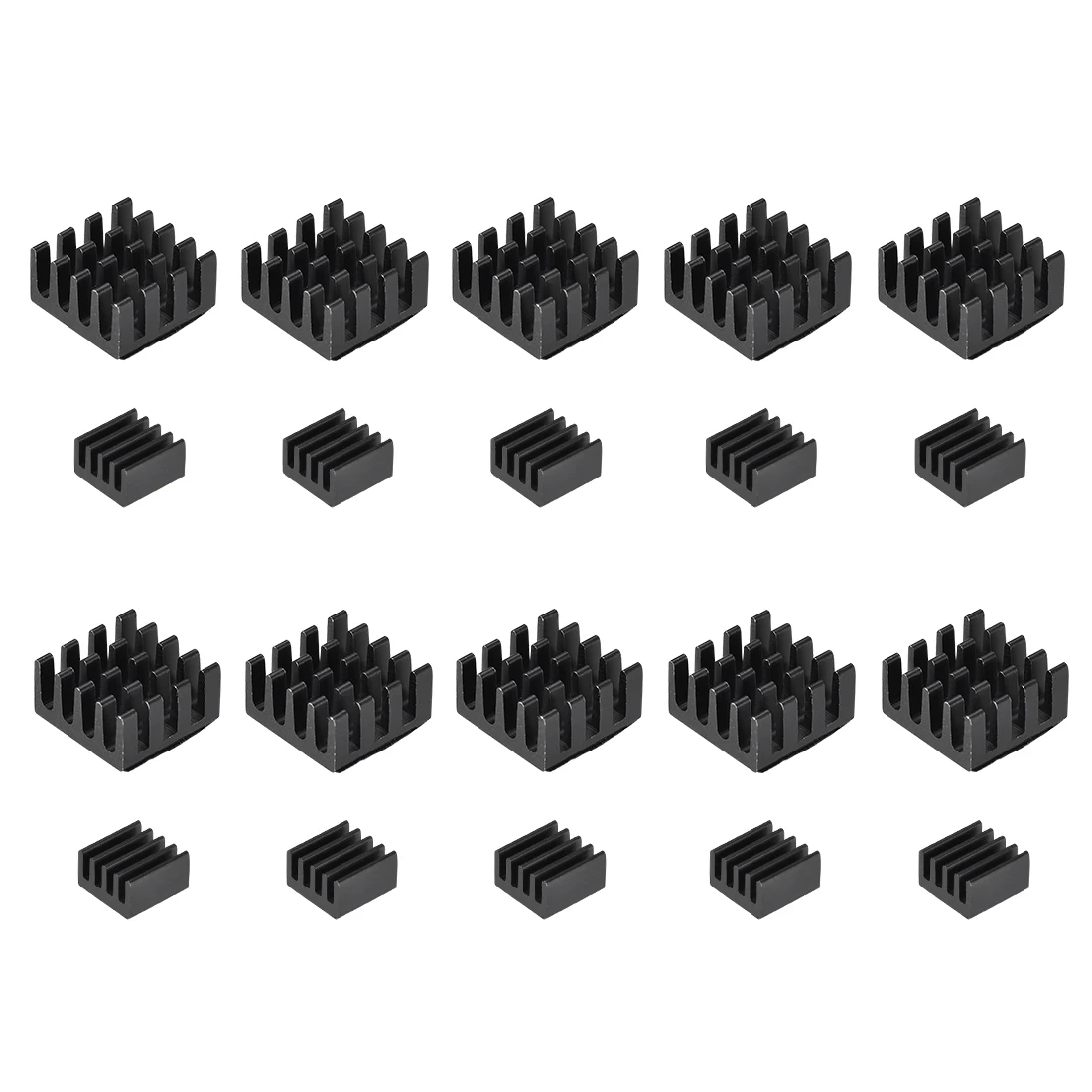 Uxcell สีดำ Self Adhesive อลูมิเนียมฮีทซิงค์สำหรับ RPI 2B,14X14X7มม.8.8X8.8X5มม.,10ชุดรวม20Pcs