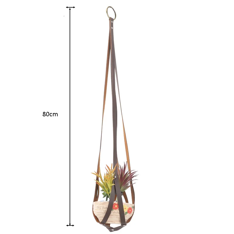 PU Leather Plant Hanger Macrame Wall Hanging Decorative Planter Balcony flower Pot Holder Home Decor For Small Plants