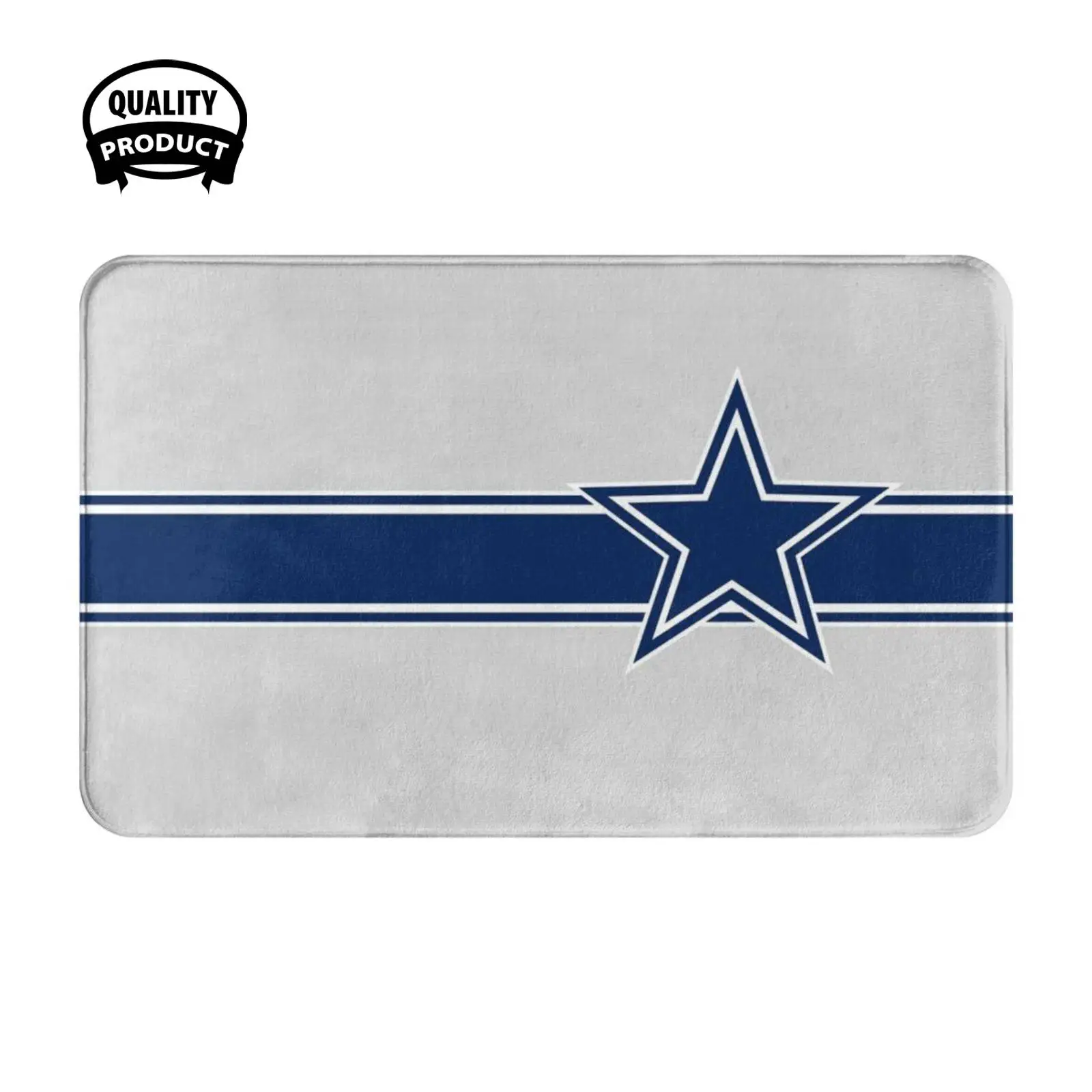 White Star With Blue Line On A Silver Background Soft Cushion Home Carpet Door Mat Car Rug Link Double Blue Line Silver