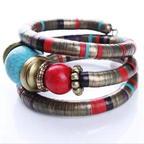 Women  Fashion Bracelet Jewelry Silver Color Faux  Boho Adjust Bangles Charm Chic Beads Bracelets