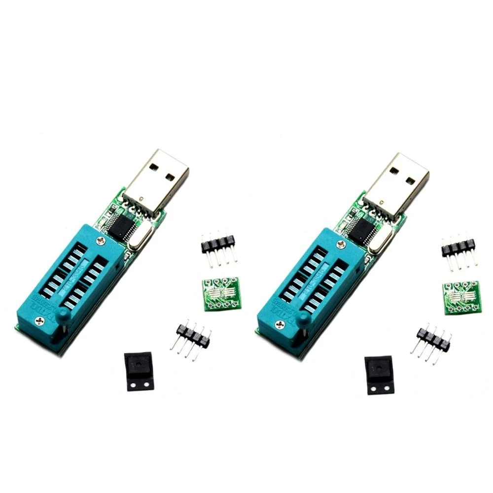 2pcs 24CXX 24LCXX Programmer EEPROM Reader Writer+24C02 + SOP to DIP Block USB Port Support XP Win7 Win8 Win10