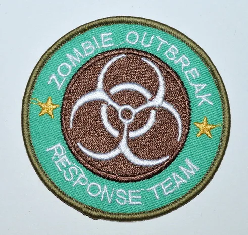 100x ZOMBIE HUNTER OUTBREAK RESPONSE TEAM BIOHAZARD TACTICAL LIME IRON ON PATCH (≈  7.5cm)