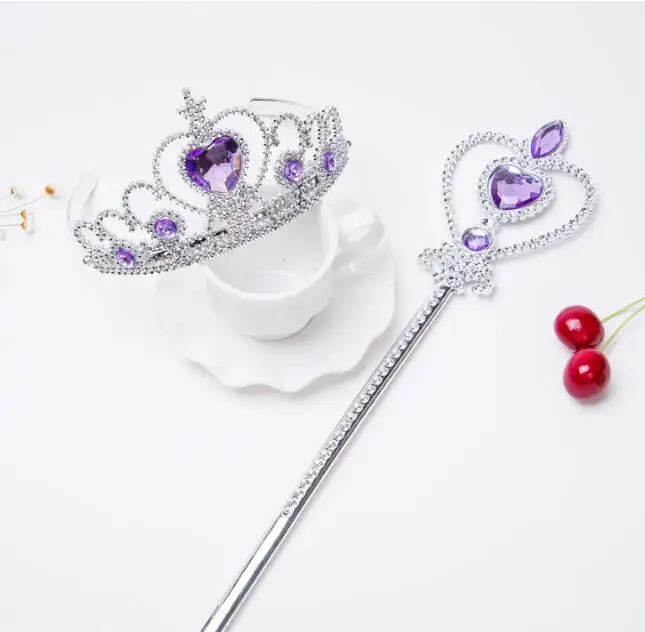 2 piece / set sweet princess tiara hair diadem kids ，Children\'s Hair Clip, Magic Wand Sets party gift hair cosplay accessories