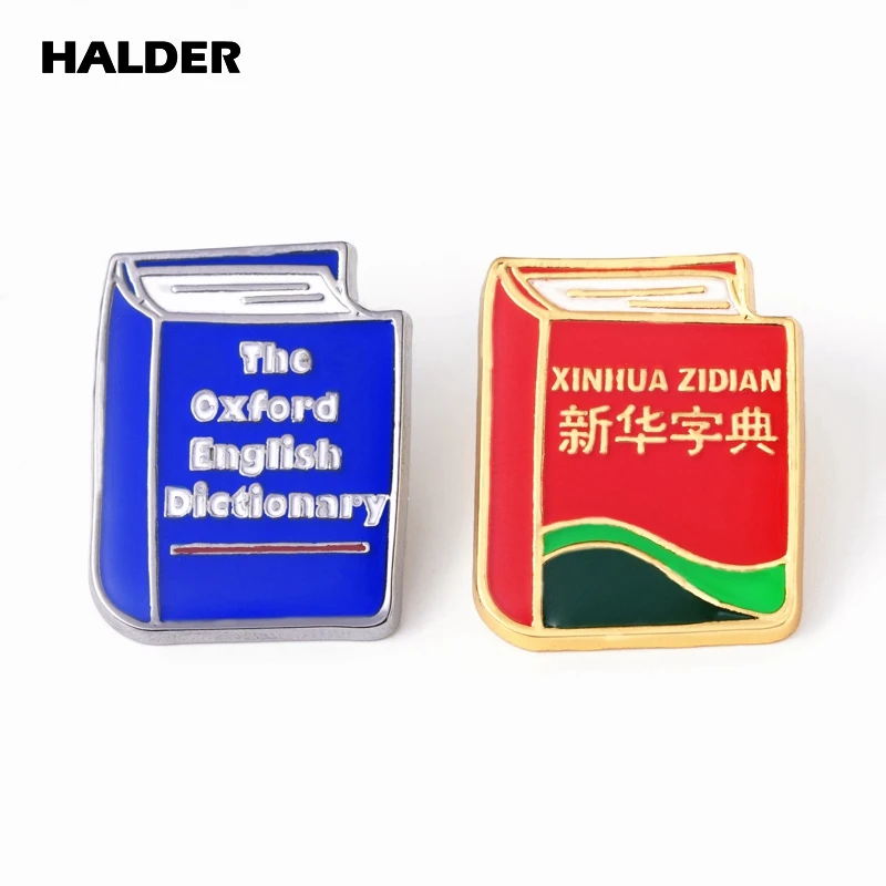 HALDER The Oxford English Dictionary Chinese Enamel pins Brooches Lapel Pin backpack Costum badge Jewelry Accessories Gift