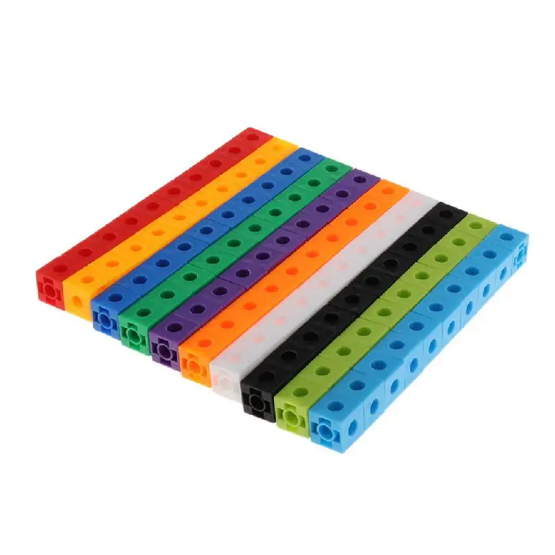 100pcs 10 Colors Multilink Linking Counting Cubes Snap Blocks Teaching Math Manipulative Kids Early Education Toy Teaching Aids