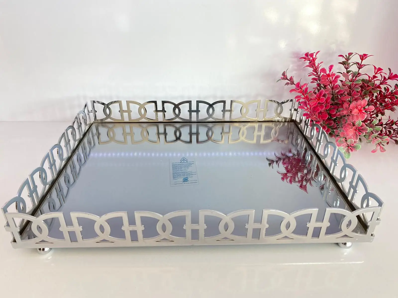 DOLBOVI Miazze Decorative Metal Smoked Mirrored Presentation service tray Silver tray поднос plateau de service