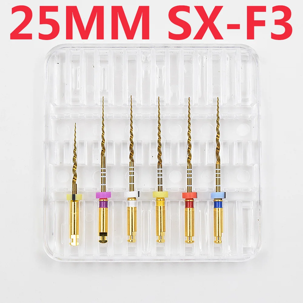 21/25Mm Dental Endodontic Niti Rotary Files Sx-F3 Endo X-Pro Gold Taper Tips Rotary Super Canal Root Golden Files