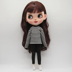 New Arrival Blythe Clothes Fashion Black and White Striped Bottoming Shirt for Blyth Barbie Azone OB24 Licca Doll