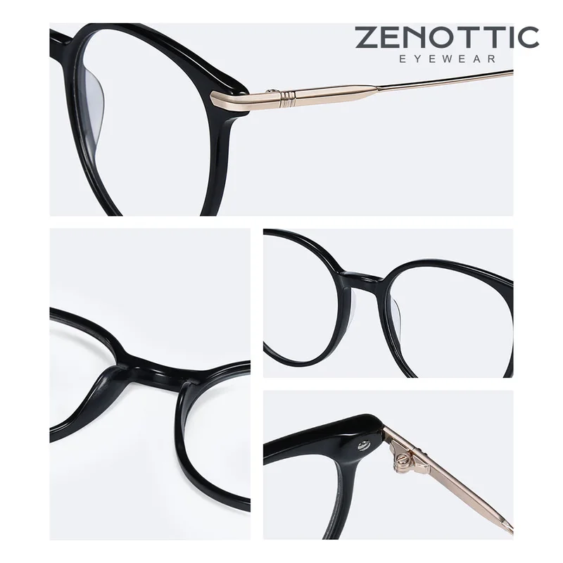 ZENOTTIC Custom Retro Round Prescription Glasses Women Optical Myopia Hyperopia Anti-Blue-Ray Photochromic Eyeglasses