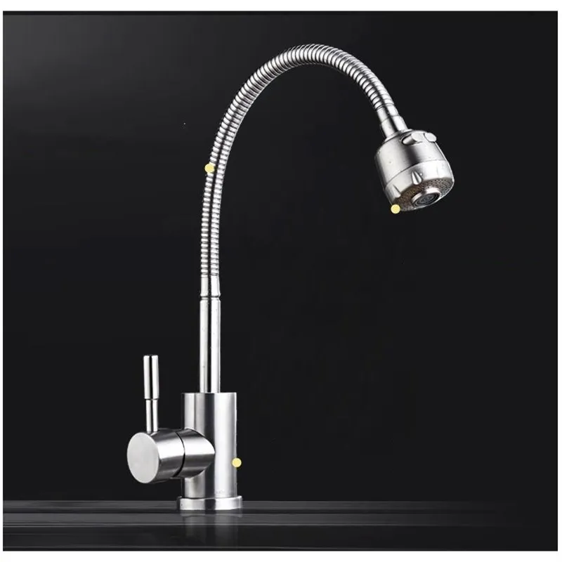 อ่างล้างจานก๊อกน้ําหมุนได้ 360 องศาพร้อมท่อยืดหยุ่น Kitchen Tap เย็นและ Hot Stream Sprayer ก๊อกน้ําห้องครัว