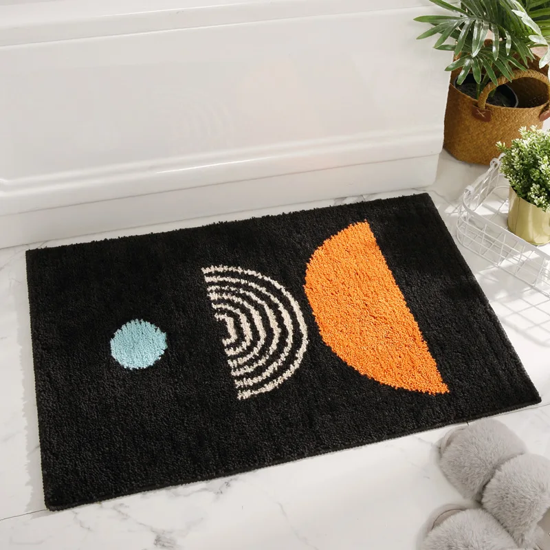 Colorful Semicircle Print Non-Slip Bathroom Mat Moden Water Aborbent Doorway Hallway Floor Carpet Quality Soft Bath Mat 3 Sizes