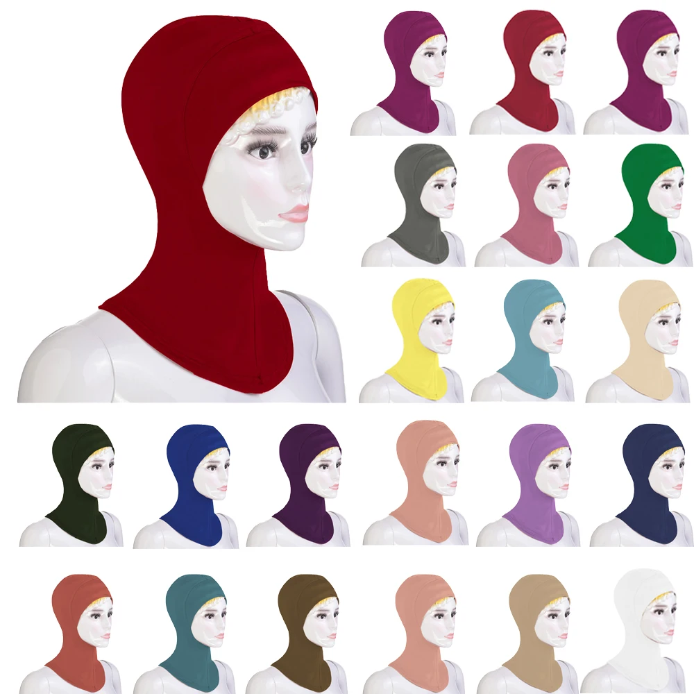 

Soft Muslim Women Arab Hijab Under Scarf Full Head Cover Hat Ninja Bone Bonnet Headwear Islamic Prayer Inner Hats