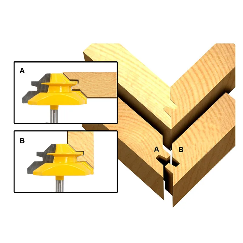 1 pz 8MM fresa codolo 45 gradi blocco mitra Router Bit tenone fresa strumento di lavorazione del legno per utensili in legno