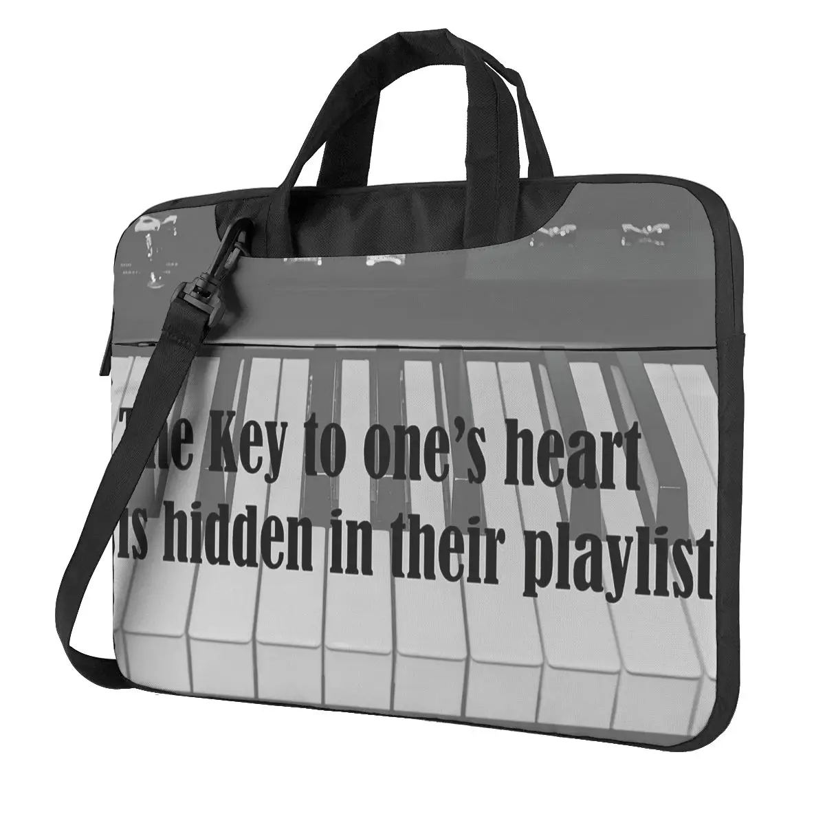 The Key To One's Heart Is Hidden In Their Playlist Laptop Bag Case Protective Vintage Computer Bag  Crossbody Laptop Pouch