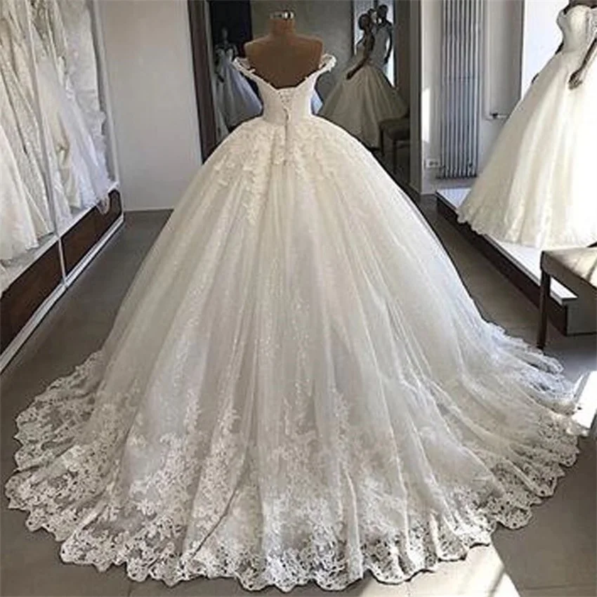 NUOXIFANG Vestidos De Novia Ball Gown 2022 Princess Wedding Dresses Lace Applique V Neck Bridal Gowns Vintage Robe De Mariee