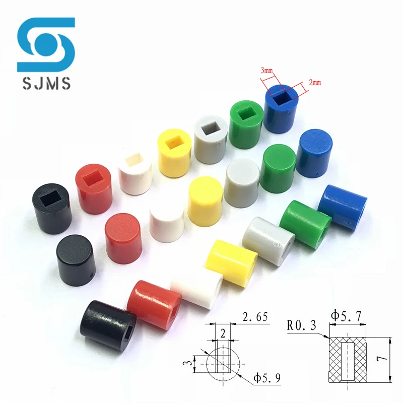 50Pcs A06 Switch Cap Tactile Push Button Switch Cap 6*7mm Applies to 8.5x8.5 8x8 7x7 5.8x5.8 Self-Locking Switch Button Caps Hat