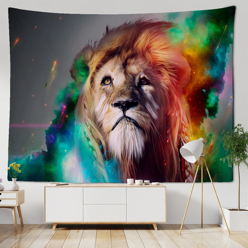 

3D Lion Pattern Tapestry African Animals Tapestry Wall Decoration Yoga Mat Table Cloth Beach Towel