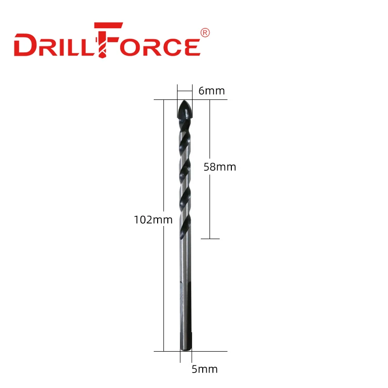 Drillforce 5 قطعة كوب سيراميك بلاط مثقاب حفر الخرسانة بت مجموعة متعددة الوظائف الطوب الخشب البلاستيك 6/8/10/12 مللي متر كربيد يميل بت