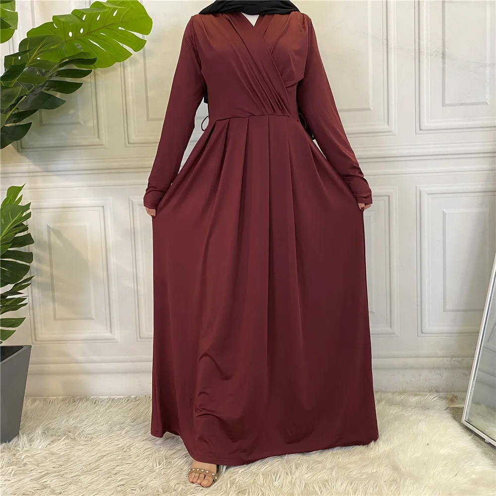 Ramadan Eid Mubarak Silky Abaya Dubai Muslim Dress Kaftan Dresses Islamic Abayas Women's Vestidos Robe Priere Longue Femme F2711