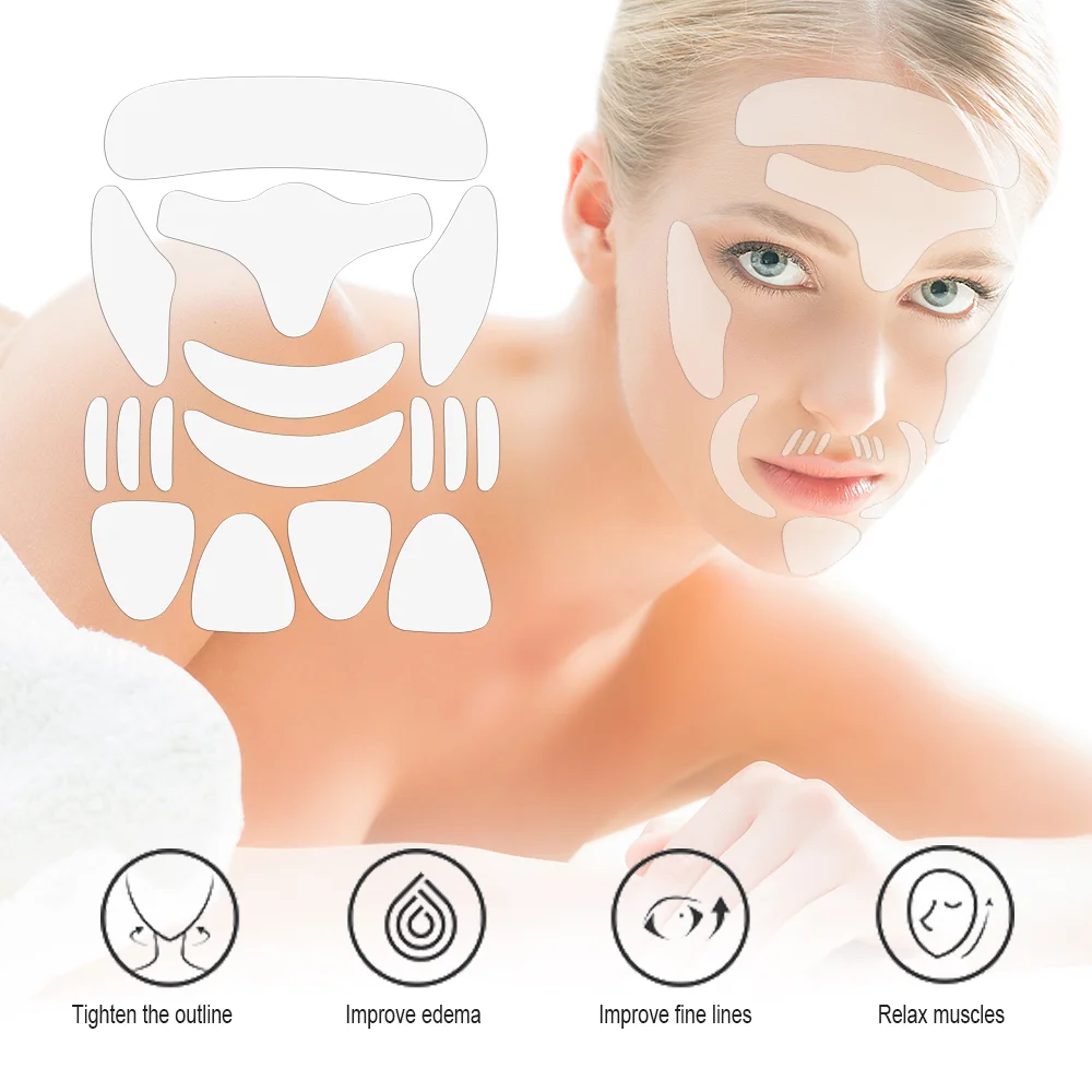 

16 PCS/Set Reusable Silicone Anti-wrinkle Face Forehead Sticker Cheek Chin Sticker Facial Patches Wrinkle Remover Strips