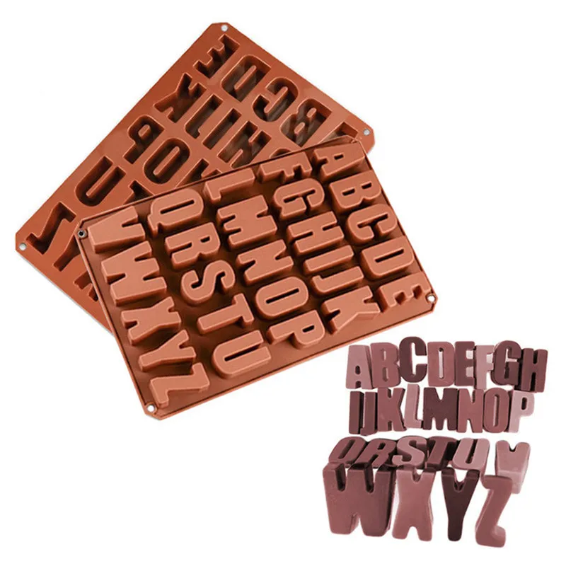 

3D Silicone Capital Letters Cement Plaster Concrete Mold Alphabet Soap Fondant Cake Baking Chocolate Decorating Tools