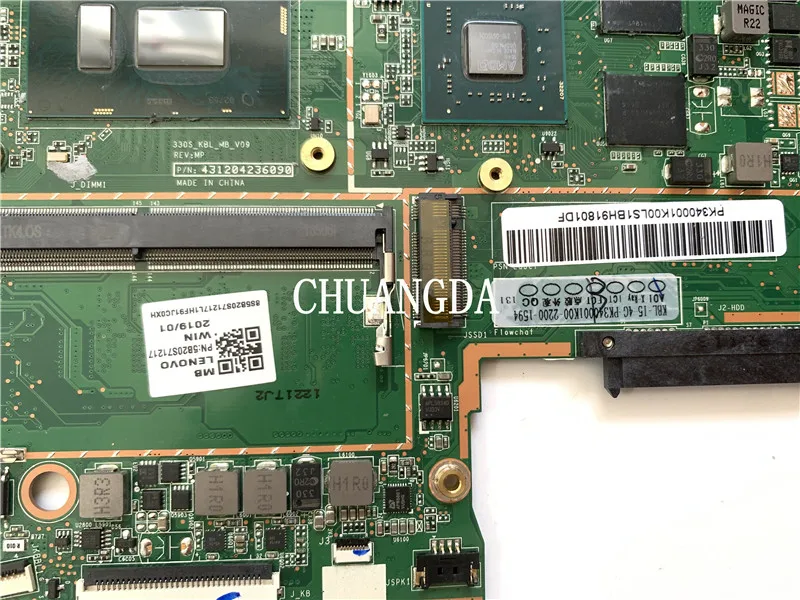 for Lenovo Ideapad 330S-15IKB motherboard 330s 330S-KBL 5B20S71217 motherboard i5-8250U RAM 4GB RV2G 100%