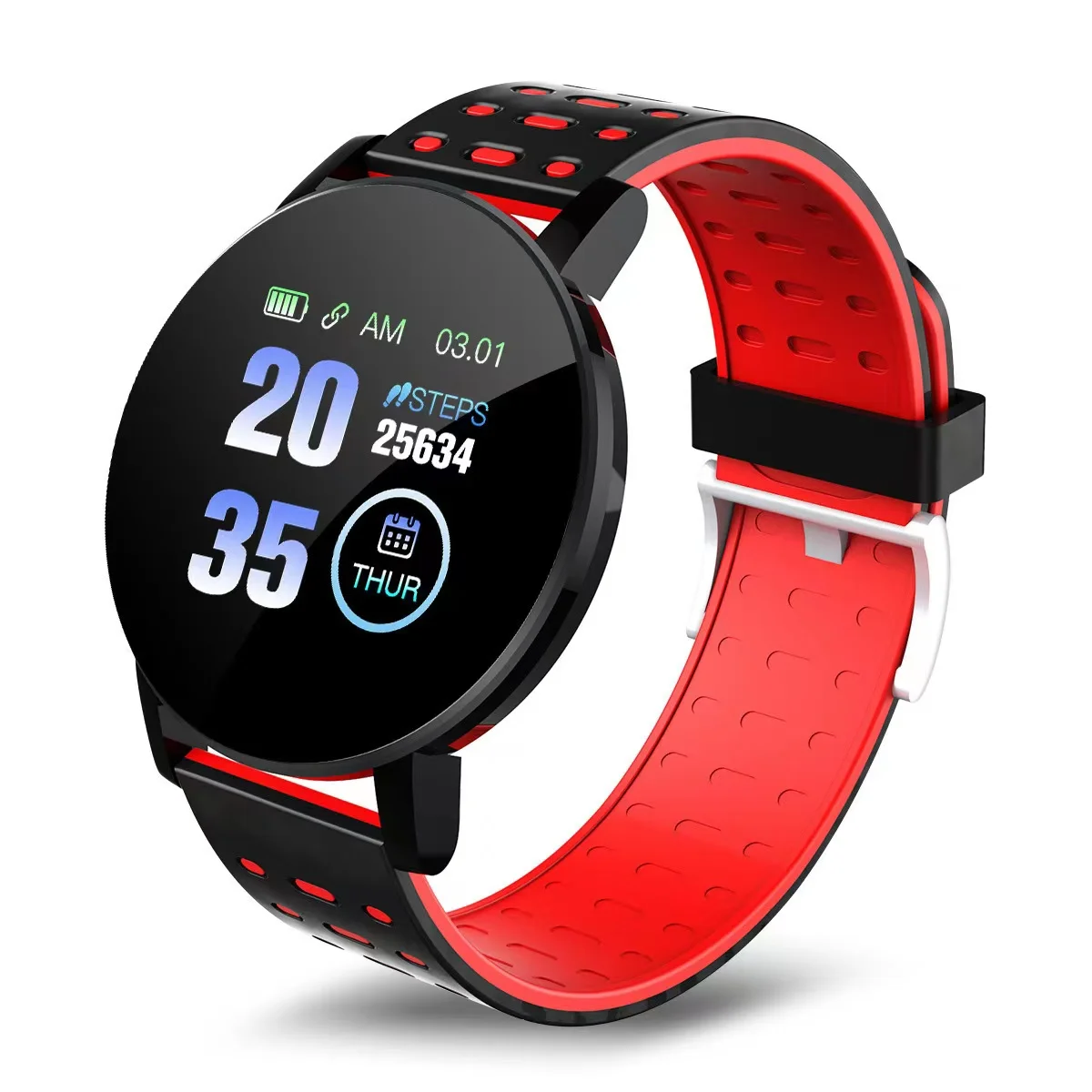 2021 New Smartwatch 119 Plus Smart Watch Men Women Blood Pressure Waterproof Sport Round Clock Fitness Tracker For Android IOS