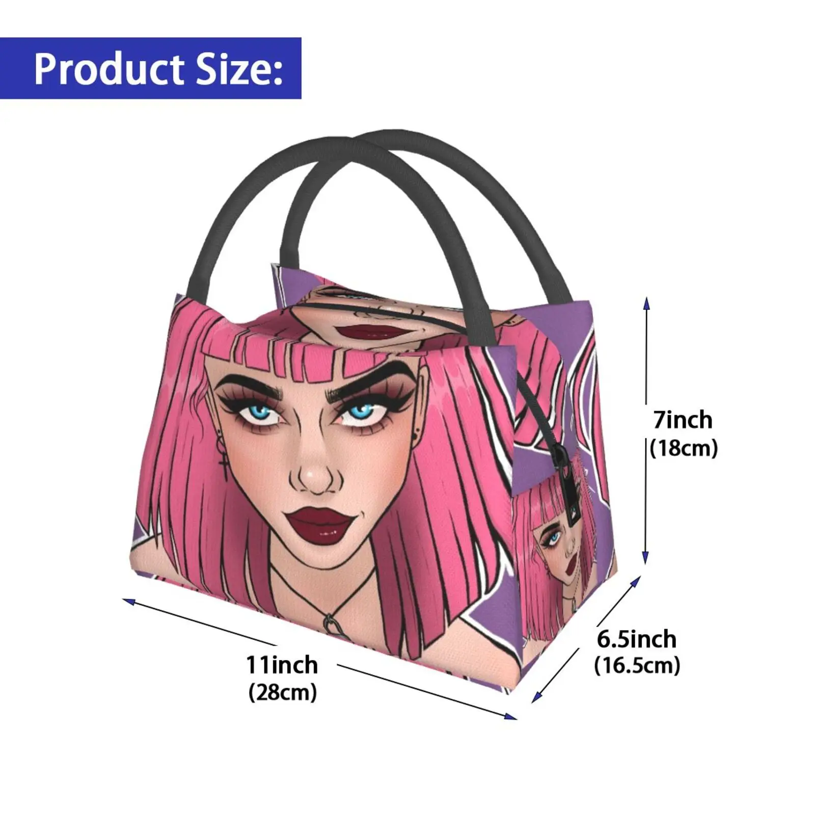 Portable Insulation Bag Pink Punk Pink Hair Punk Girl Alternative Girl Alt Girl Goth Girl Goth Punk Character