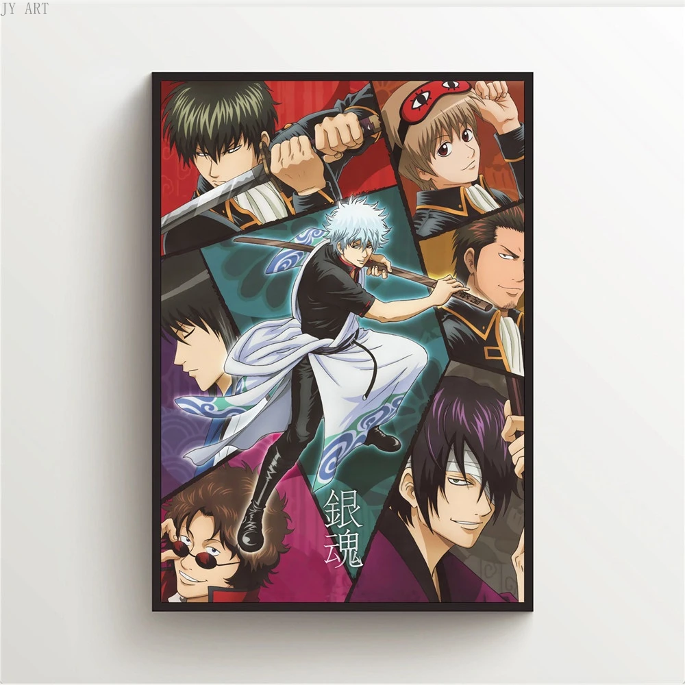 Gintama Silver Soul Sakata Gintoki Kagura Canvas Painting Picture for Girls Living Room Decor Anime Posters Wall Decor Wall Art