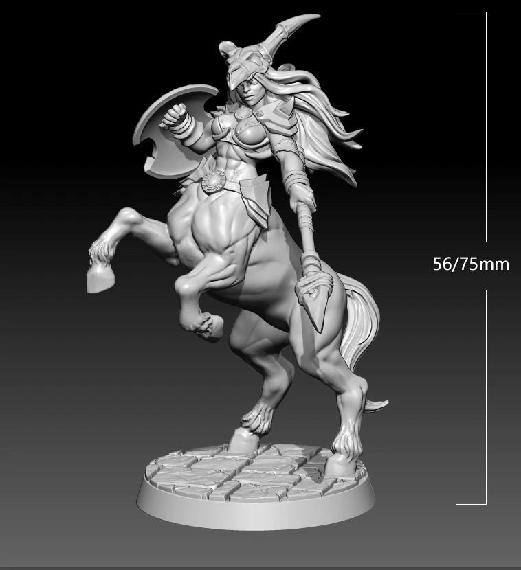 56mm 75mm Resin Model Female Horse Warrior Figure Unpainted No color RW-183