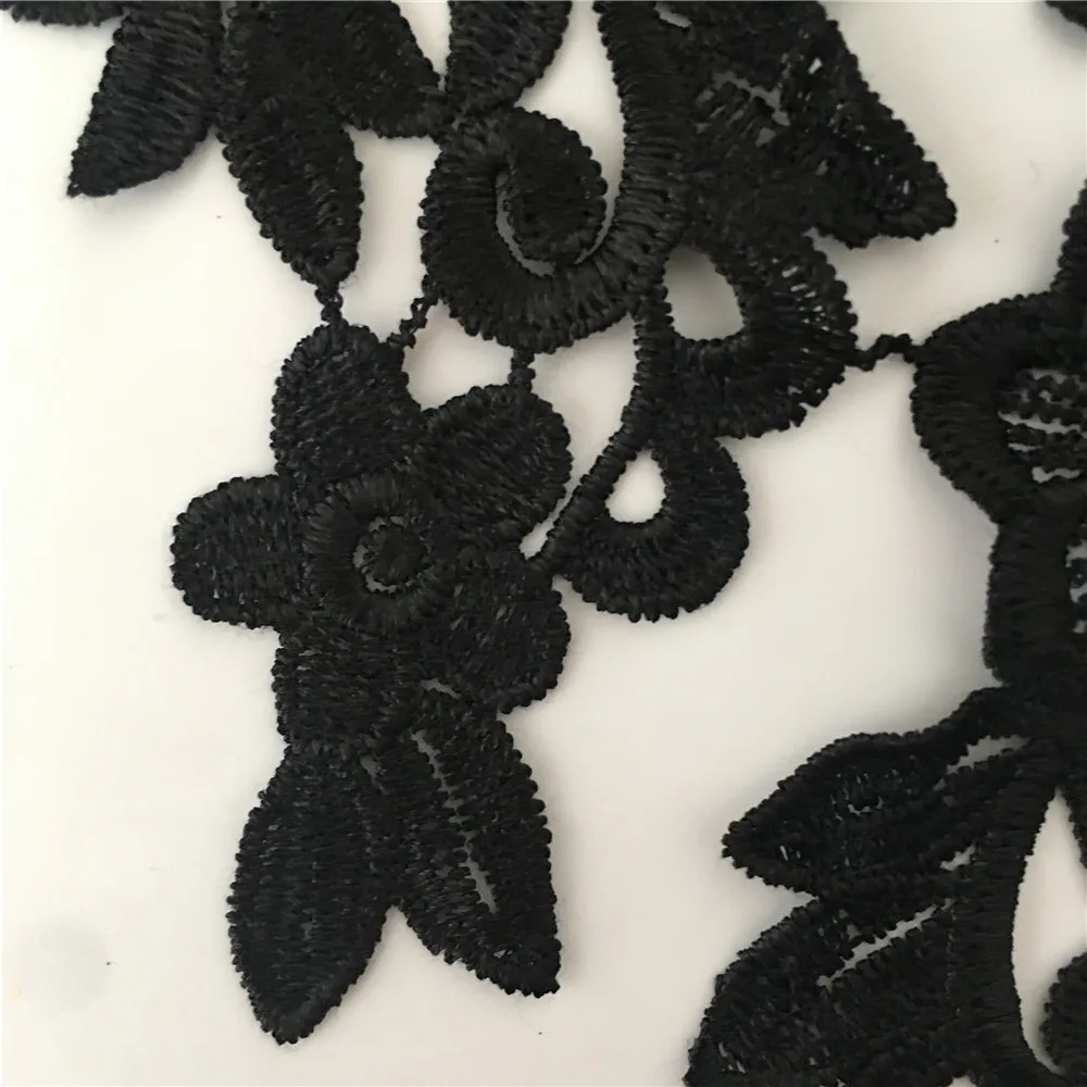 Black matching ladies sewing applique fabric decorative lace DIY clothing craft supplies material accessories 1 pair for sale