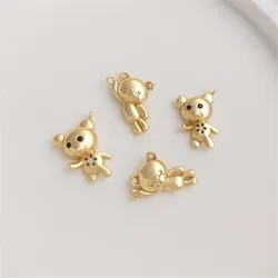 14K Gold Plated Inlaid zircon lovely bear pendant handmade pendant diy bracelet necklace earrings pendant