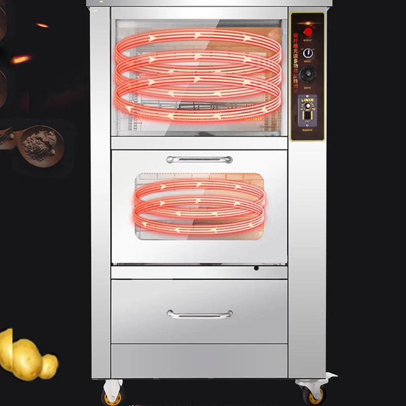Horno eléctrico LED de 220V, horno eléctrico comercial de escritorio para patata dulce asada, máquina para horno eléctrico de patata de maíz asado