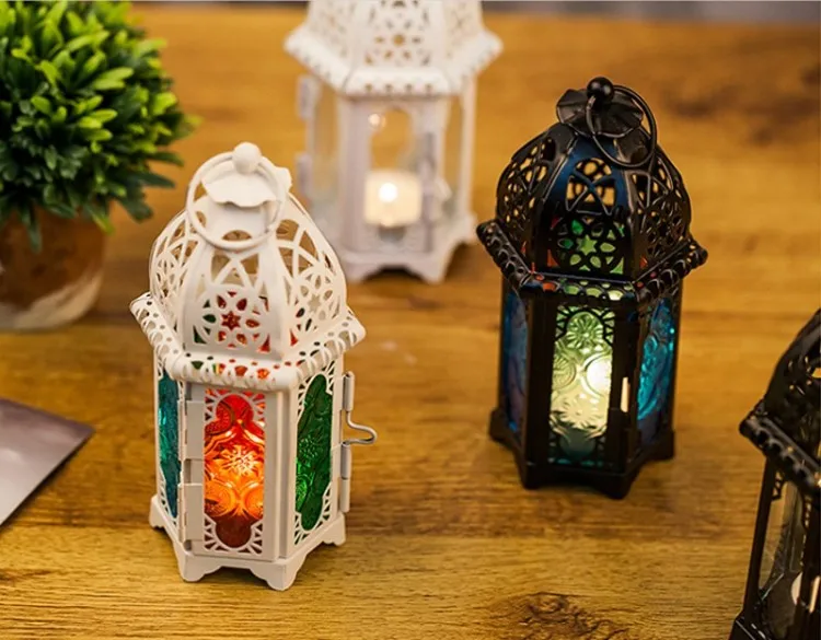 10Pcs/lot Morocco Black Iron Lantern Candle Holder For Wedding Favors Gift Home Decorations Supplies Free Shipping