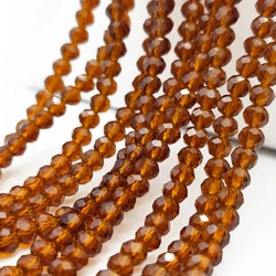 Faceted Brown Glass Crystal Beads Round Loose Beads 2 3 4 6 8mm for Jewelry Making DIY Bracelet Accessories