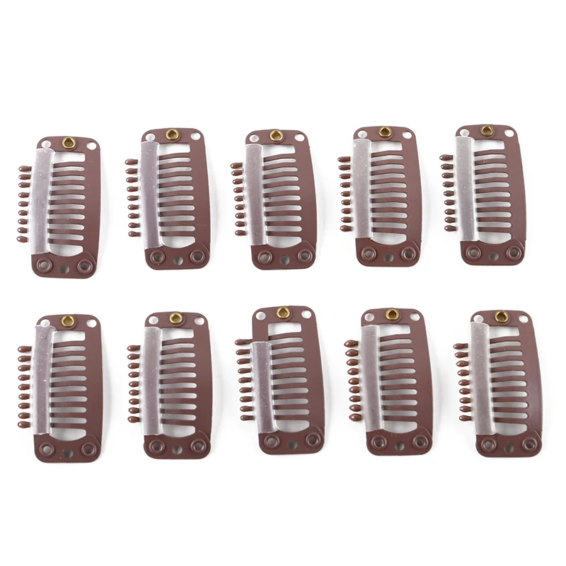 50pcs 3.2cm 9 teeth I Shaped wigs Clips with silicone back for Hair Extensions accessories tool