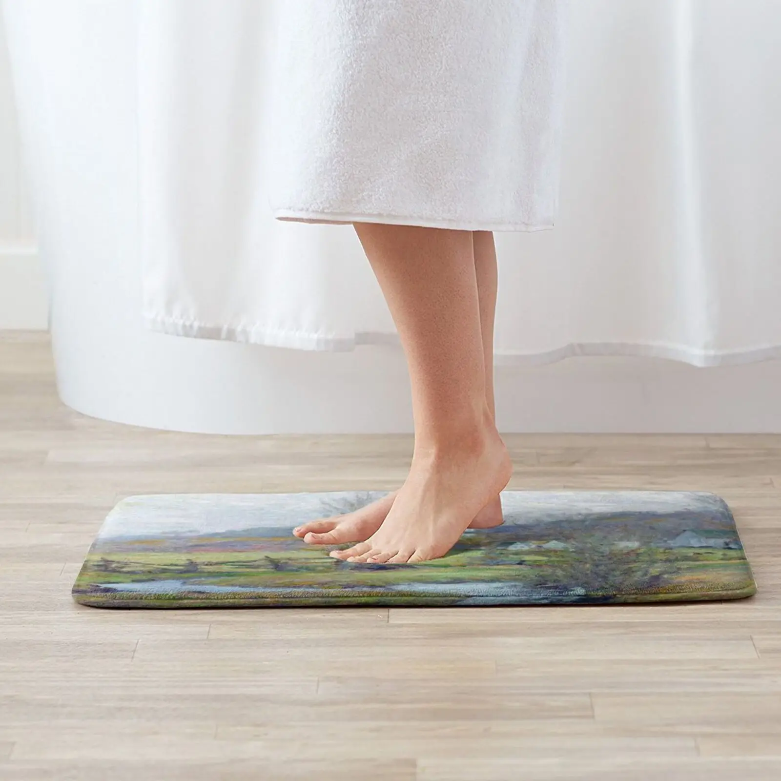 Landscape Early Spring Pleasant Valley Lyme , Oil Based Paint Entrance Door Mat Bath Mat Rug William Morris Hd Wallflower