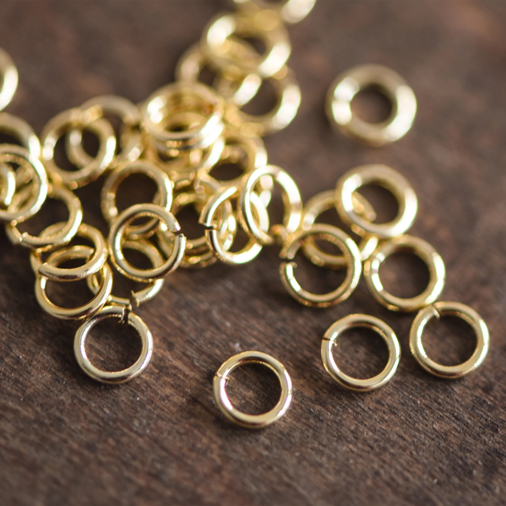 100 Uds. Anillos de salto abiertos de latón chapado en oro Real, 3-8mm por 0,7-0,8mm (calibre 20-21, anillos de salto divididos de varios tamaños al por mayor (GB-049)