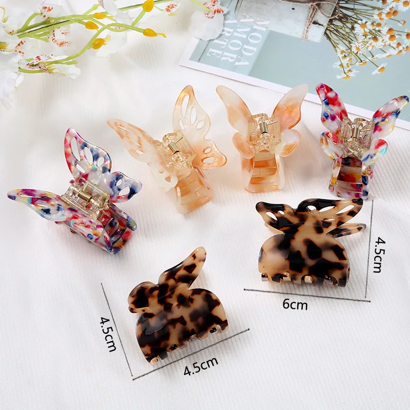 Fashion Hair Clips for Girls Hair Claw Elegant Colorful Butterfly Shape Acetate Hair Clip Women Crab Hair Clip Hair Accessories