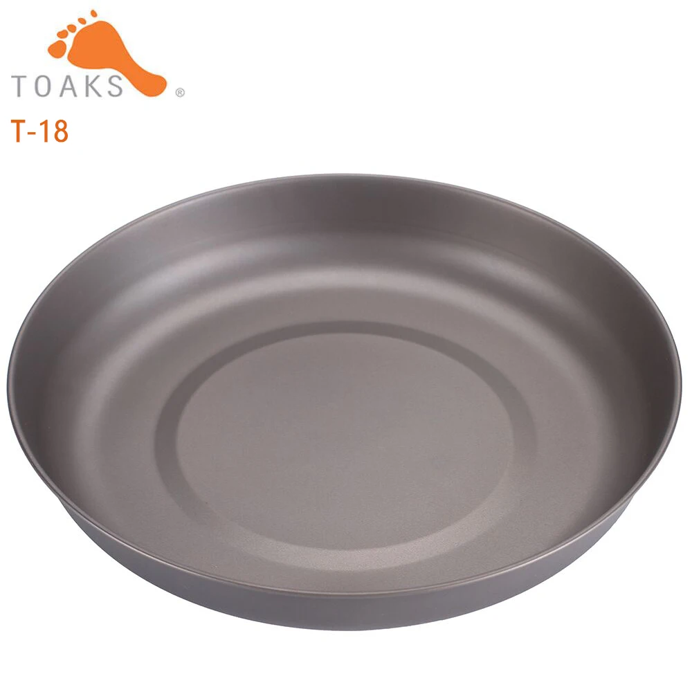 

TOAKS T-18 Ultralight Titanium Plate Outdoor Camping Cookware Dishes Eco-Friendly Kitchenware Dinnerware Tray 61g D190mm