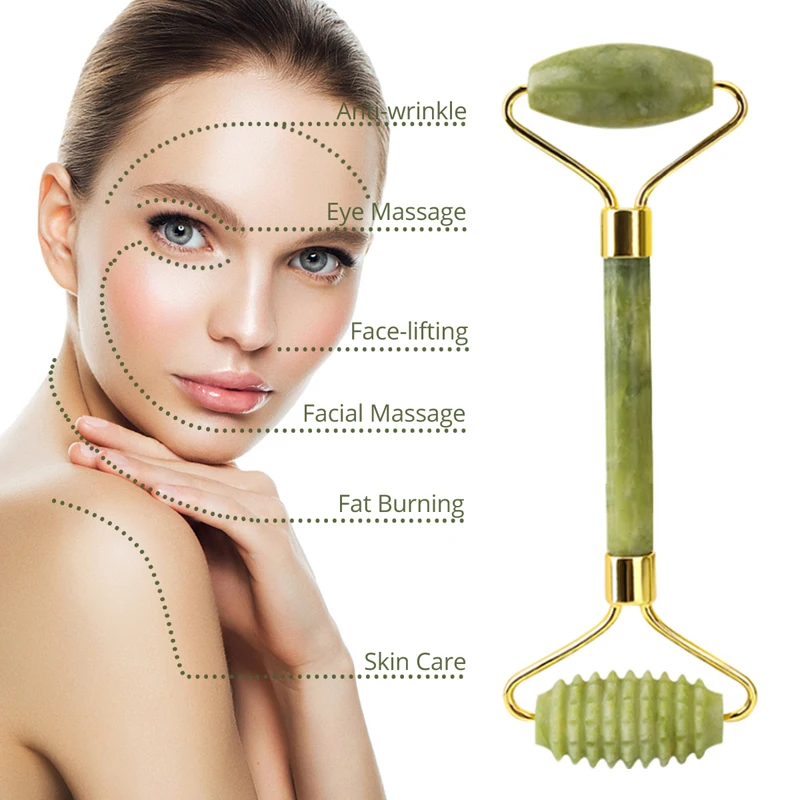 Jade Eye Mask Facial Massager Natural Stone Gouache Scraper Jade Roller Gua Sha Set Face Massage Roller Guasha Board Beauty Care