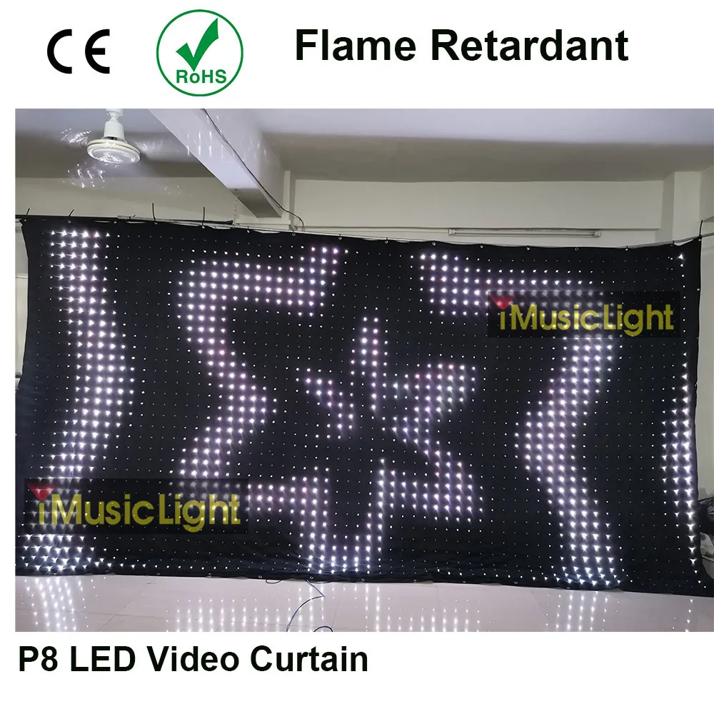 LED Backdrop Vision Curtain P8 2.5mx5m LED  Star cloth For Party DJ wedding,Pub band Stage Background