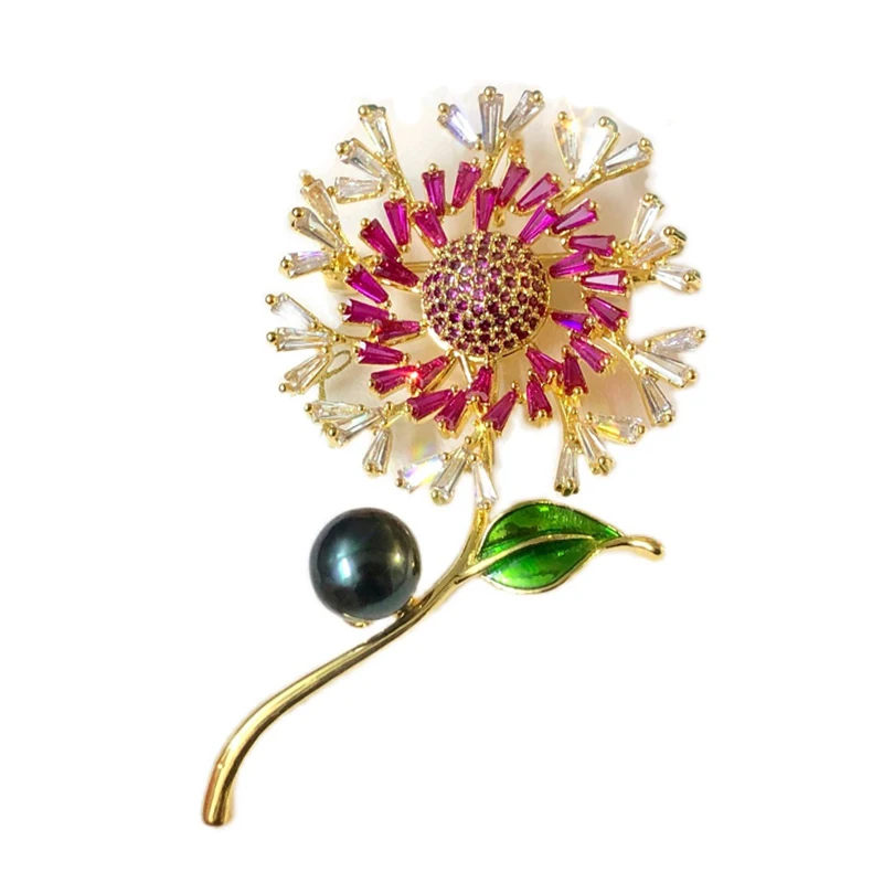 Beautiful Sunflower Brooch Base Women DIY Breastpin Settings Not including Pearls