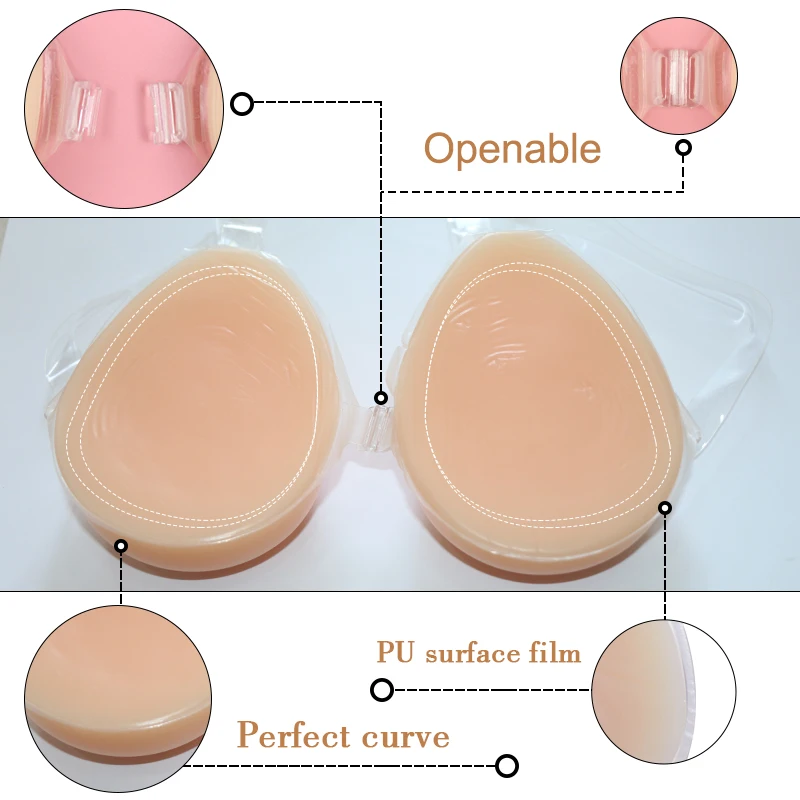 SBT – seins de transgenre en Silicone en forme de goutte d'eau, avec sangles transparentes