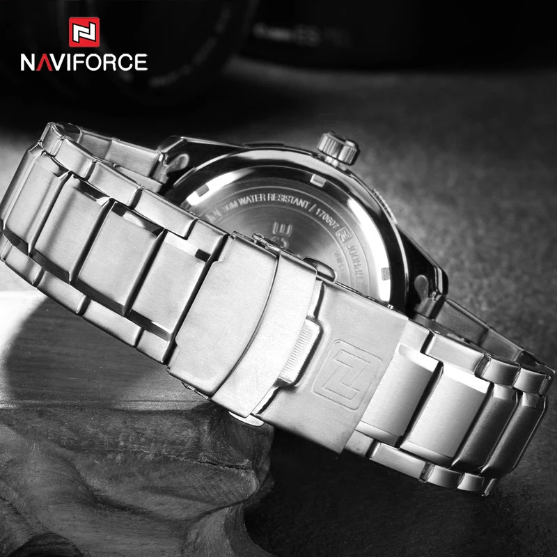 Men\'s Watch NAVIFORCE Luxury Brand Fashion Casual Stainless Steel Quartz Wrist Watches Cool Metal Style Waterproof Date Clock