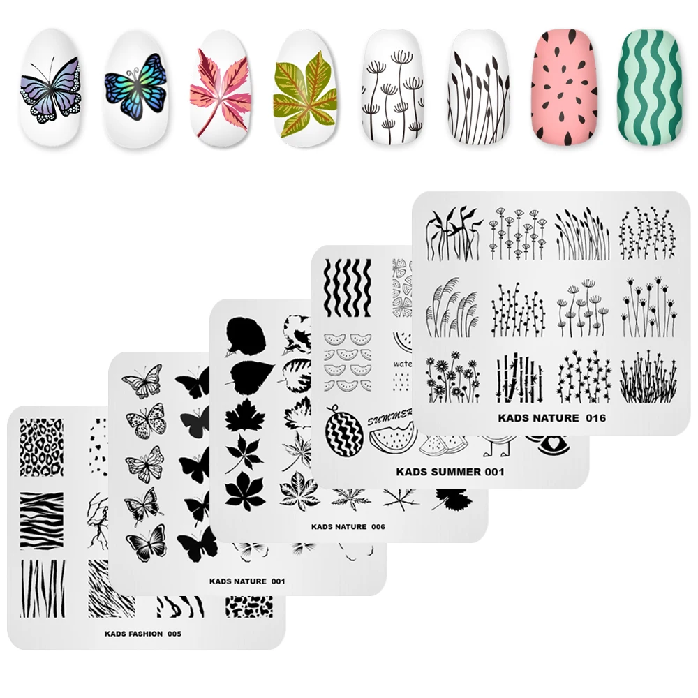 KADS-Prego Stamping Plates Set, Nail Art Plate, Stencil Leaf Stamp, Molde, chinês, novo, 20 pcs, 5pcs, 2021