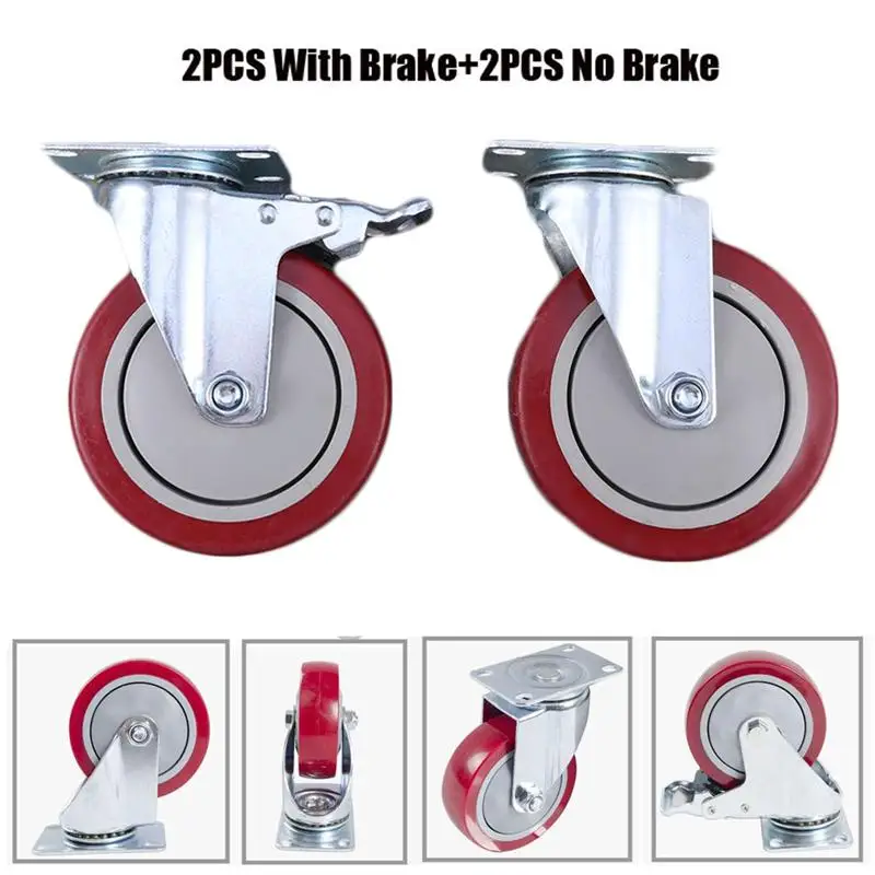 

2PCS 5 Inch Furniture Casters Wheels Single-Axis Casters Swivel Caster Wheels Anti-Winding Roller Wheel For Platform Trolley