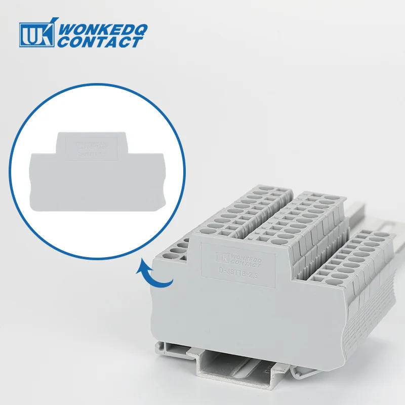 100Pcs D-STTB-2.5 End Cover For STTB 2.5 Double-Level Terminal Block Strip 2.5mm Wire Din Rail Connector D-STTB2.5 Barrier Plate