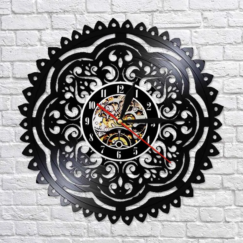 Abstract Whimsical Pop Art Vinyl LP Record Wall Clock 12 Inch Modern Design Black Hanging Wall Watch Living Room Decor