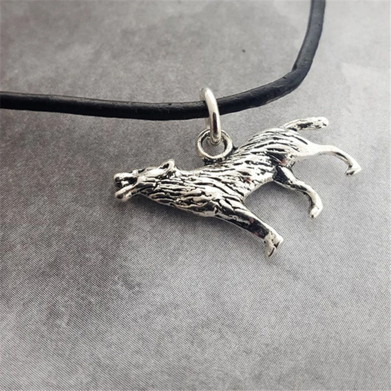 Wolf Necklace, Black Cord, Mens Wolf Necklace, Howling Wolf Pendant, Gifts for Wolf Lovers